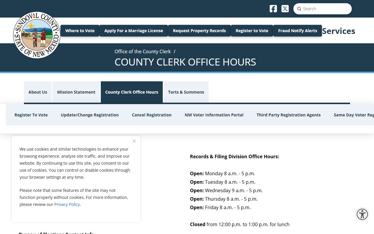 Sandoval County Clerk of Court county clerk office hours