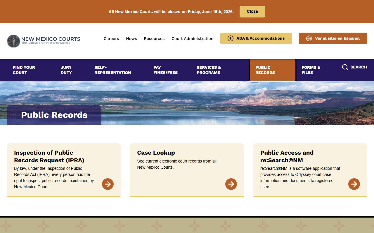 Sandoval County court records New Mexico Courts public records page