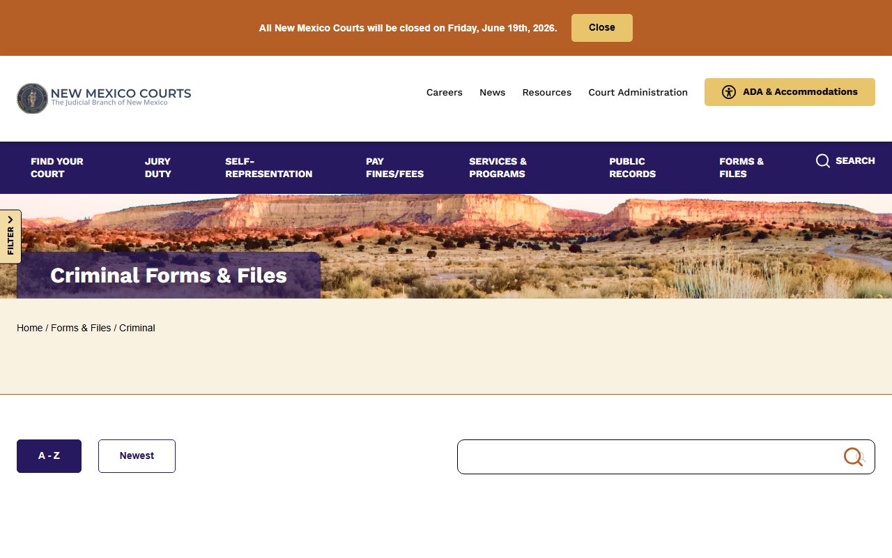 Sandoval County criminal court records New Mexico criminal forms page