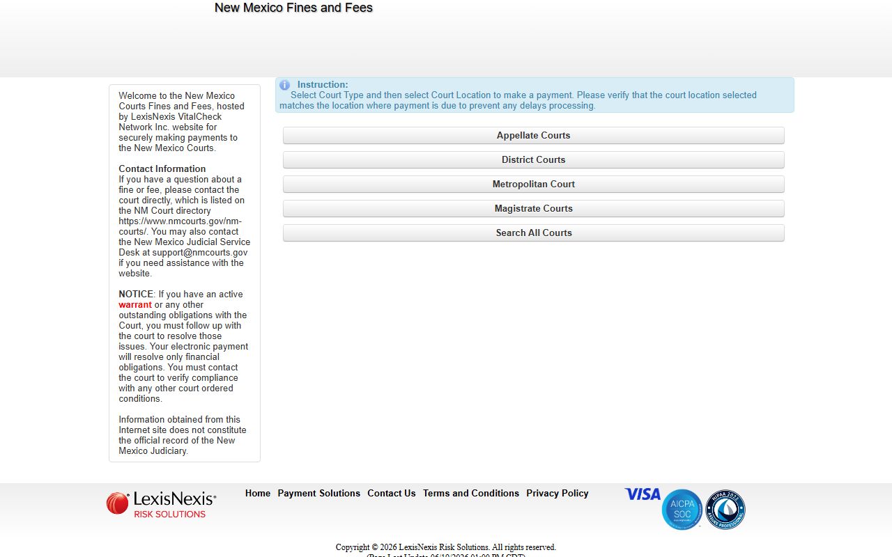 Sandoval County court records New Mexico Courts fines and fees payment portal