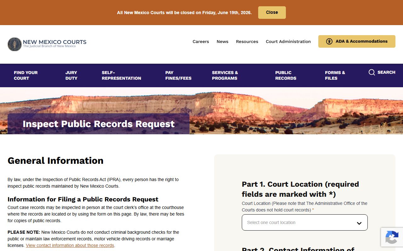 Sandoval County court records New Mexico Courts IPRA request form