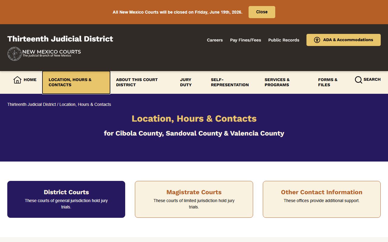 Sandoval County court records court locations and contacts