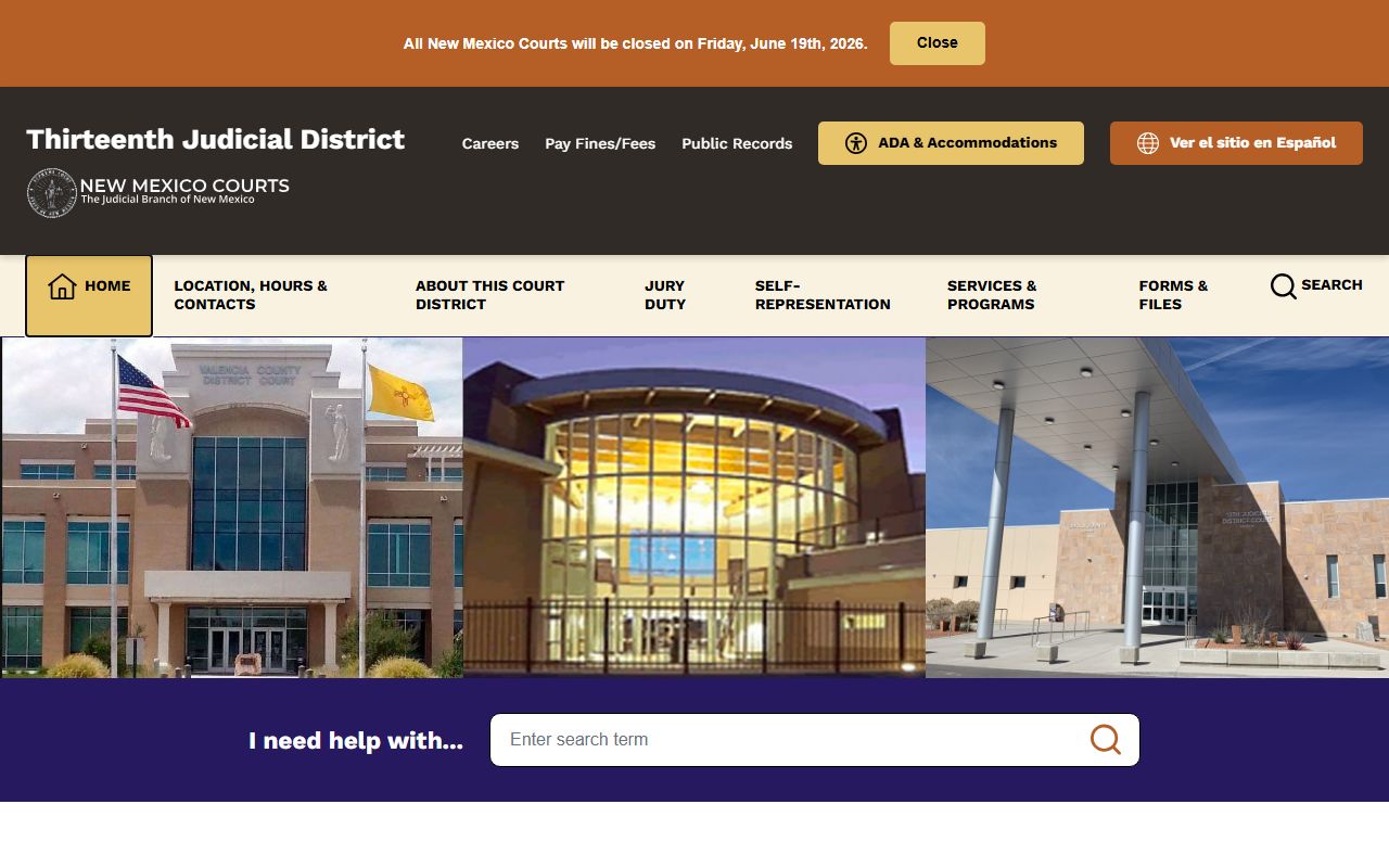 Sandoval County court records Thirteenth Judicial District homepage