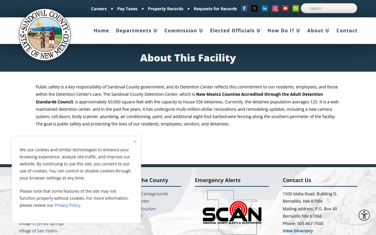 Sandoval County inmate records facility facts and roster access