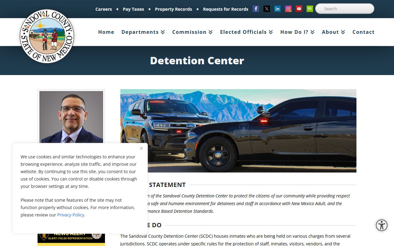 Sandoval County inmate records Detention Center page