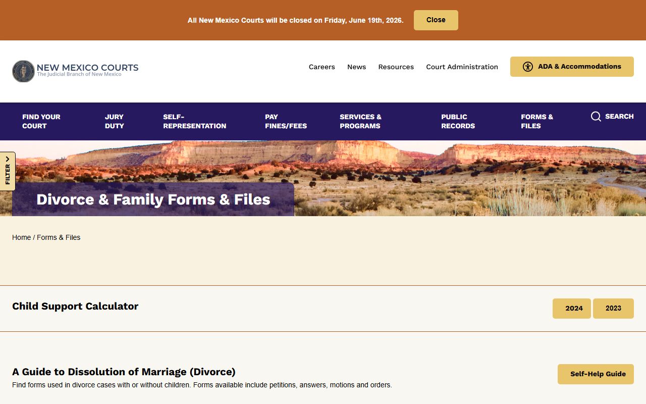 Sandoval County divorce records New Mexico divorce forms page