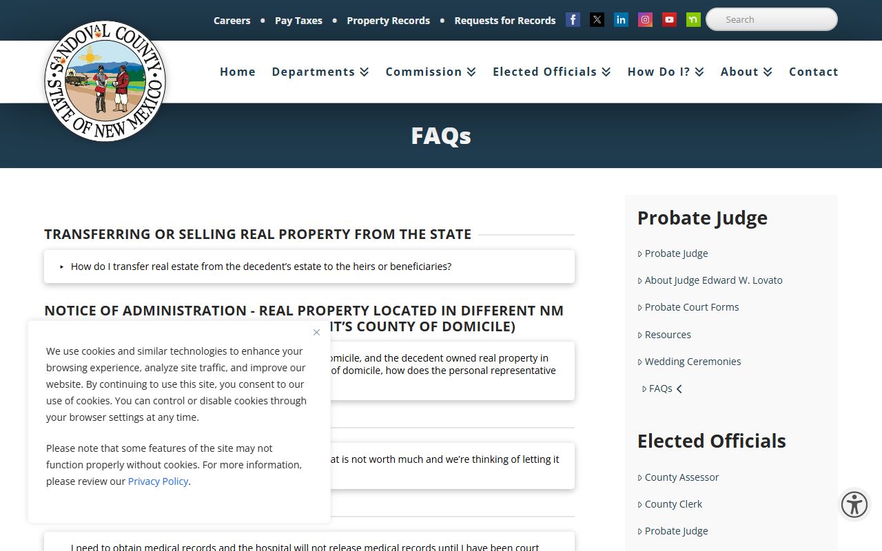 Sandoval County probate records probate FAQ page