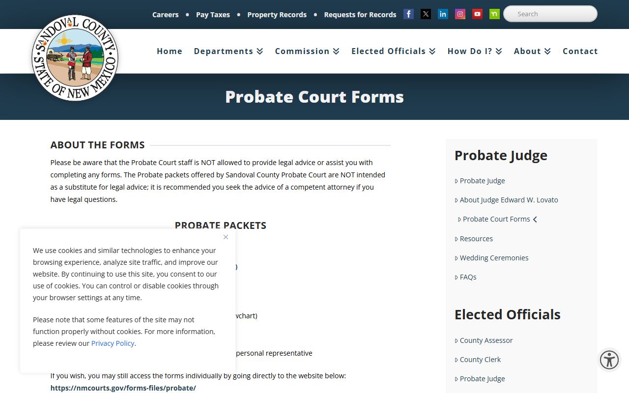 Sandoval County probate records probate forms and fees page