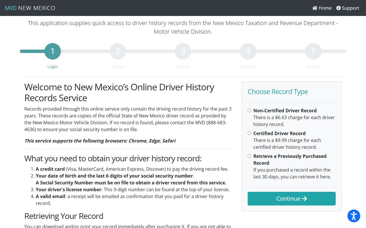 Sandoval County traffic court records MVD online driver history service