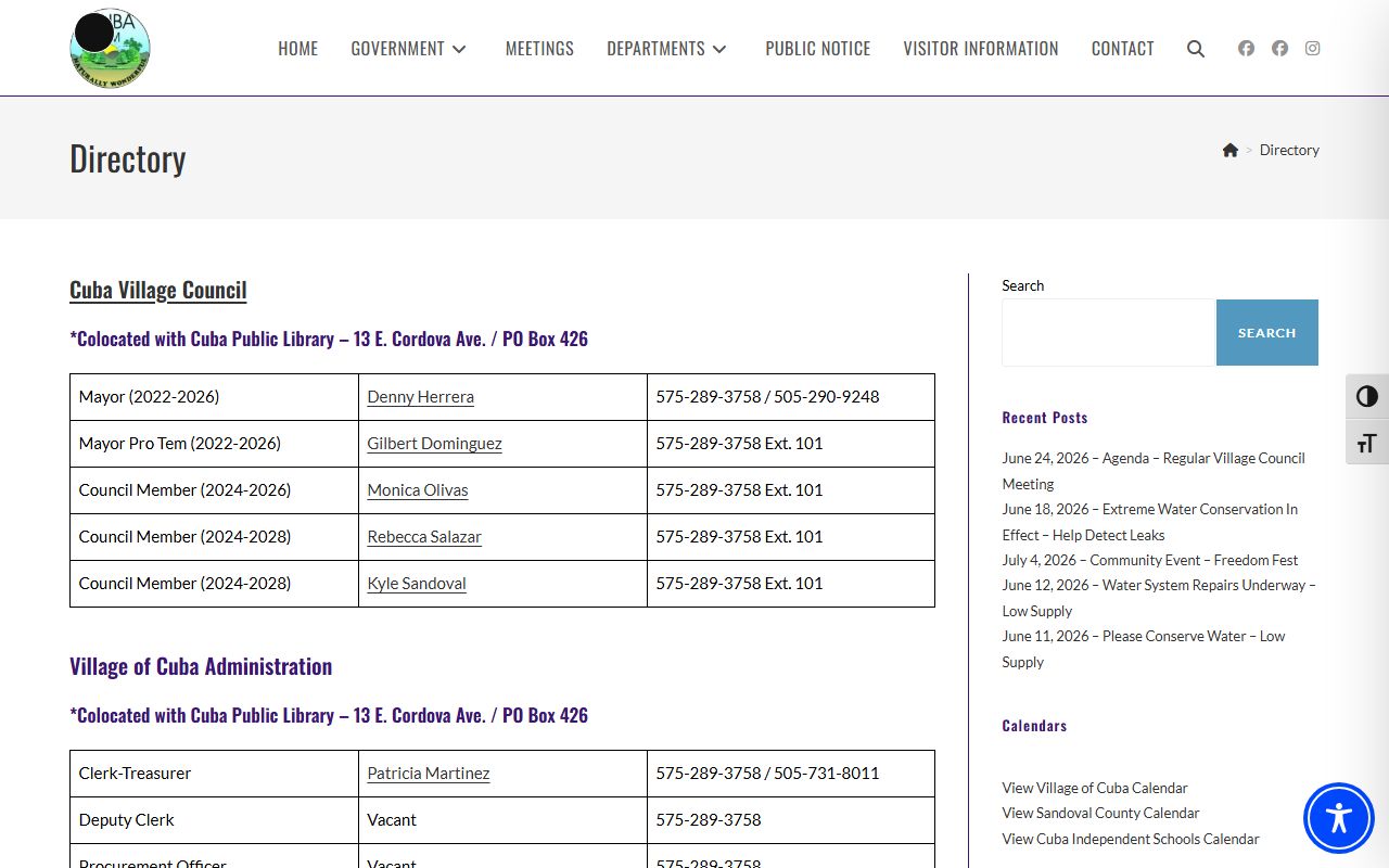 Sandoval County warrant records Village of Cuba court directory